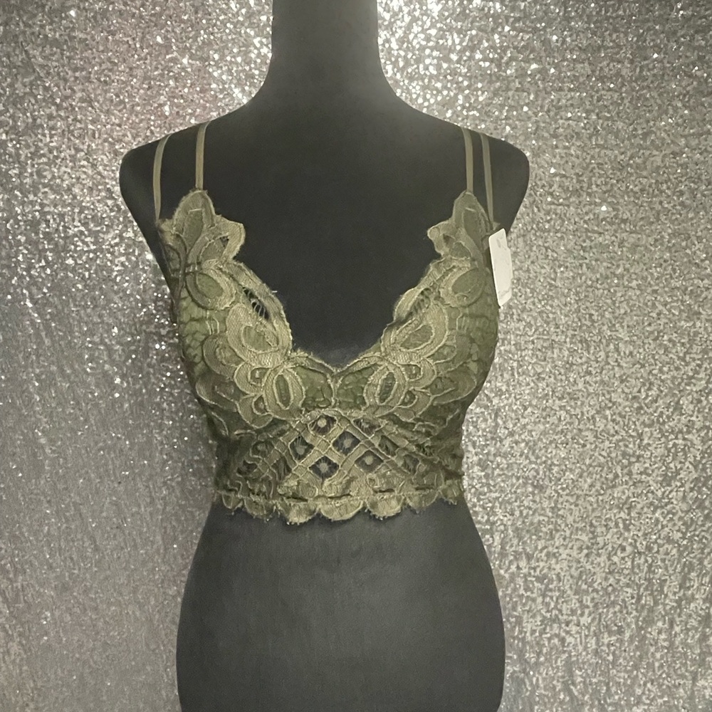 Olive green lace bralette